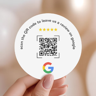 Pegatina Redonda Código QR de reseña de Google para pequeñas empres
