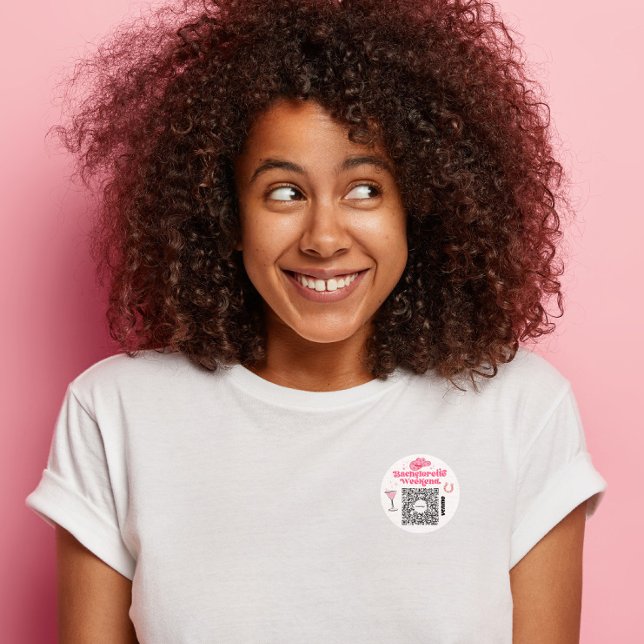 Pegatina Redonda Código QR de Venmo de la Despedida de Soltera Comp (Bachelorette Venmo Sticker)