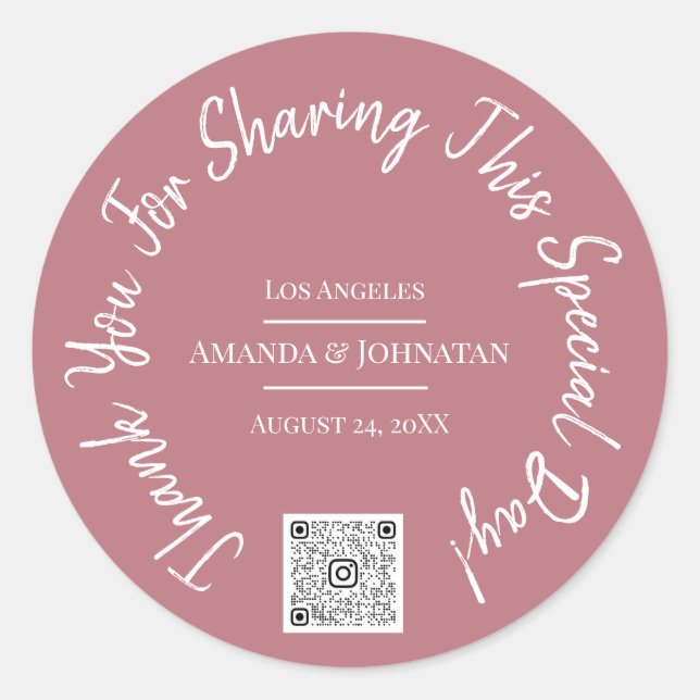 Pegatina Redonda Código QR del día especial de agradecimiento Logo  (Anverso)