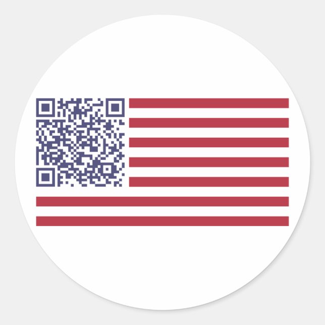 Pegatina Redonda Código QR del himno nacional de la bandera estadou (Anverso)