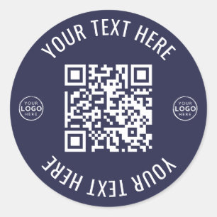 Pegatina Redonda Código QR del logotipo de la empresa