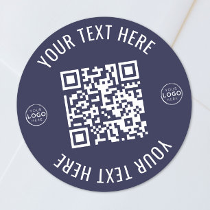 Pegatina Redonda Código QR del logotipo de la empresa