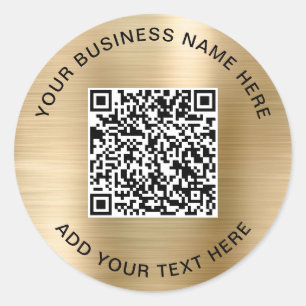 Pegatina Redonda Código QR Dorado Empresarial