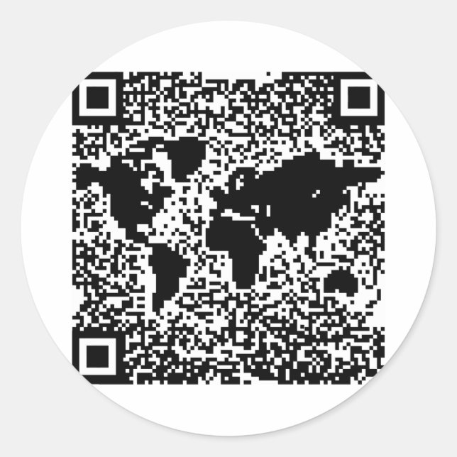 Pegatina Redonda Código QR - El mundo (Anverso)