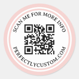 Pegatina Redonda Código QR elegante borde rosa de luz de texto lust