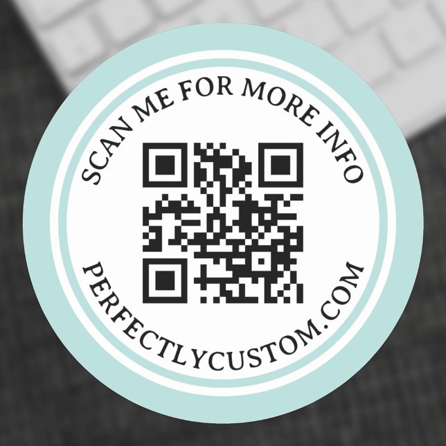 Pegatina Redonda Código QR elegante luz de texto aqua borde doble a (Subido por el creador)