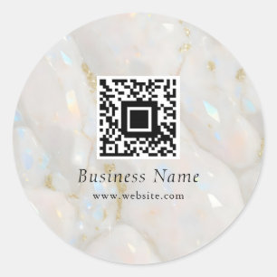 Pegatina Redonda Código QR Elegante Piedra Opal Única