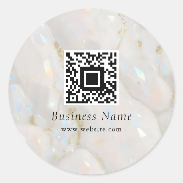 Pegatina Redonda Código QR Elegante Piedra Opal Única (Anverso)