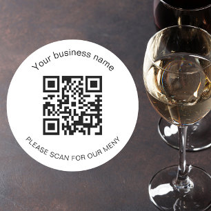 Pegatina Redonda Código qr en el menú del restaurante del bar de ne