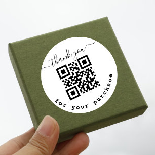 Pegatina Redonda Código QR gracias por su compra