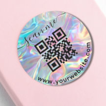 Código QR holográfico y texto personalizado en Sti