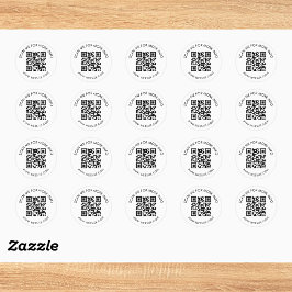 Pegatina Redonda Código QR minimalista en negro y blanco