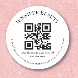 Pegatina Redonda código qr minimalista para pequeño negocio de saló