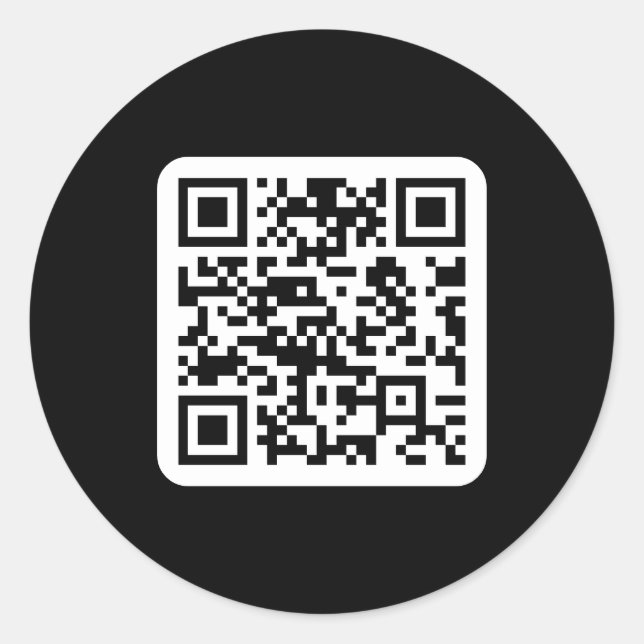Pegatina Redonda Código QR moderno editable | Blanco negro o cualqu (Anverso)