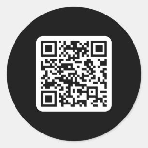 Pegatina Redonda Código QR moderno editable   Blanco negro o cualqu