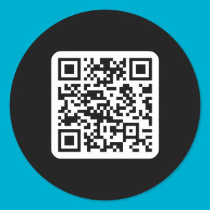 Pegatina Redonda Código QR moderno editable Negro Blanco o cualqu