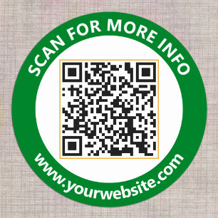 Pegatina Redonda Código QR moderno personalizado Texto Bosque Verde