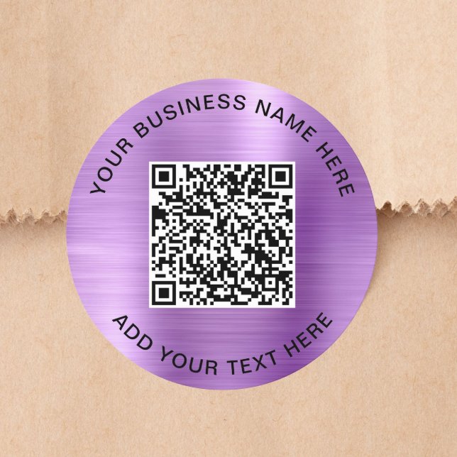 Pegatina Redonda Código QR Morado Empresarial (Subido por el creador)