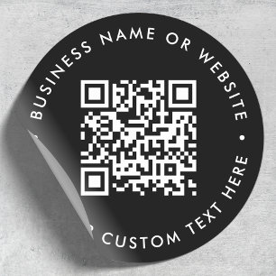 Pegatina Redonda Código QR Negra y moderna empresa Minimalista