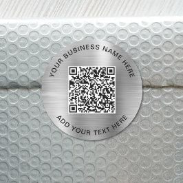 Pegatina Redonda Código QR o logotipo de promoción Plata Clásica Ro