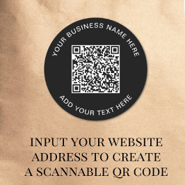 Pegatina Redonda Código QR o logotipo promocional negro