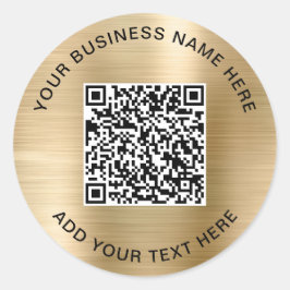 Pegatina Redonda Código QR o logotipo promocional oro