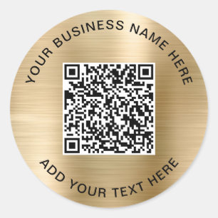 Pegatina Redonda Código QR o logotipo promocional oro
