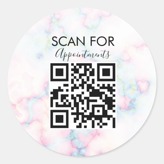 Pegatina Redonda Código QR para citas en Marble Nail Salon   (Anverso)