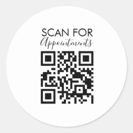 Pegatina Redonda Código QR para citas en salón de uñas minimalista 