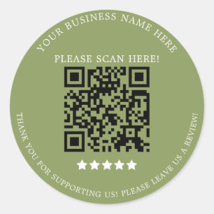 Pegatina Redonda Código QR para el nombre de la empresa verde del s