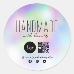 Pegatina Redonda código QR para empresas artesanales