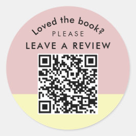 Pegatina Redonda Código QR pastel para solicitud de reseña de libro