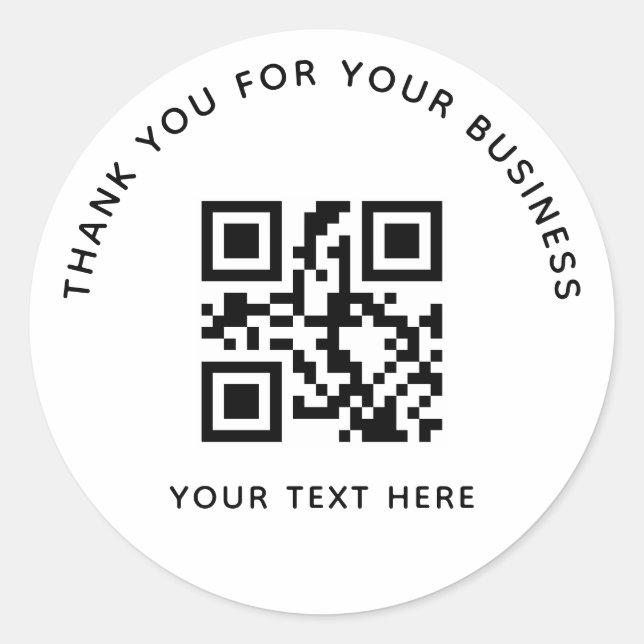 Pegatina Redonda Código QR personalizado de agradecimiento empresar (Anverso)