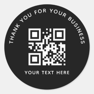 Pegatina Redonda Código QR personalizado de agradecimiento empresar