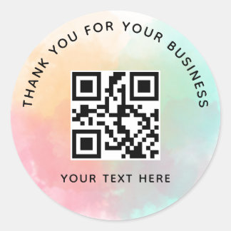 Pegatina Redonda Código QR personalizado de agradecimiento empresar