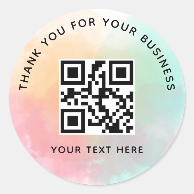 Pegatina Redonda Código QR personalizado de agradecimiento empresar (Anverso)