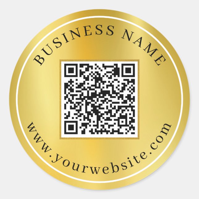Pegatina Redonda Código QR personalizado Elegante (Anverso)