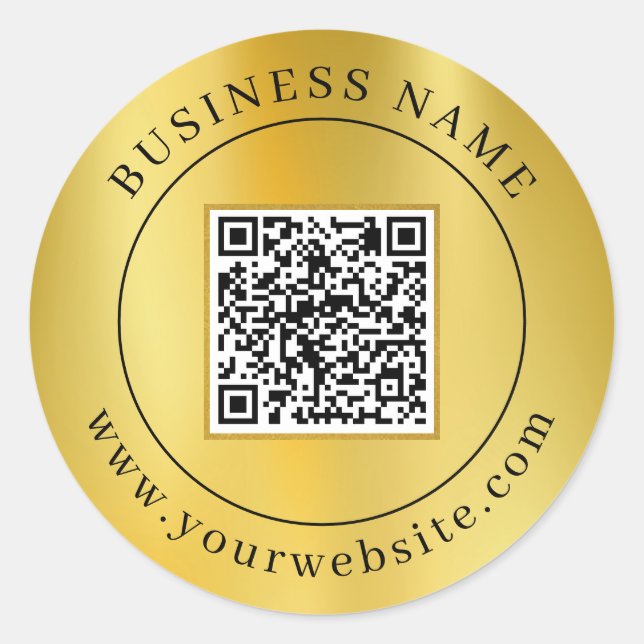Pegatina Redonda Código QR personalizado Elegante (Anverso)