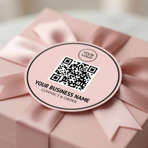 Pegatina Redonda Código QR personalizado logotipo de empresa brandi