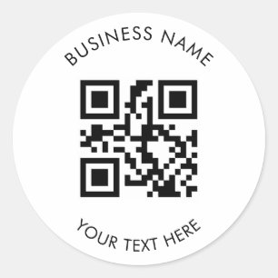 Pegatina Redonda Código QR personalizado Negocio y Promoción de Tex