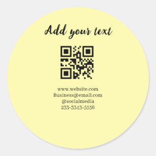 Pegatina Redonda código QR personalizado simple añade tu nombre tex