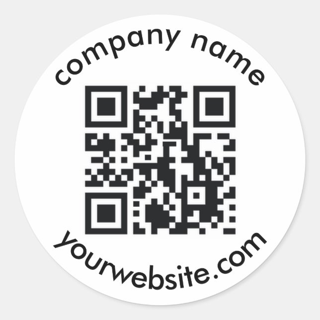Pegatina Redonda código QR personalizado y texto añada su elegante  (Anverso)