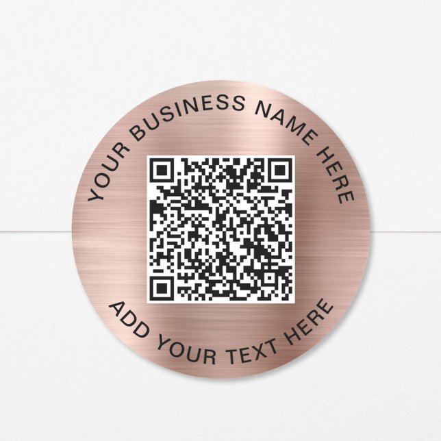 Pegatina Redonda Código QR Promocional Rosa Dorado (QR Code Promotional Rose Gold Classic Round Sticker)