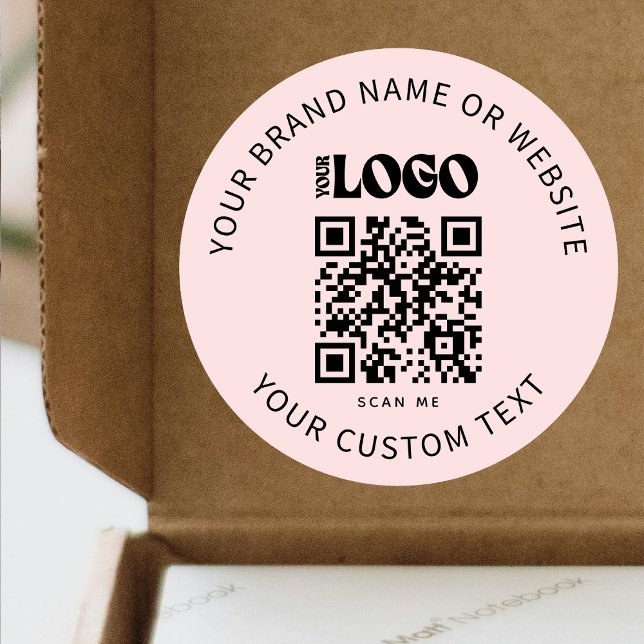 Pegatina Redonda Código QR rosado de la empresa promocional con log (Subido por el creador)