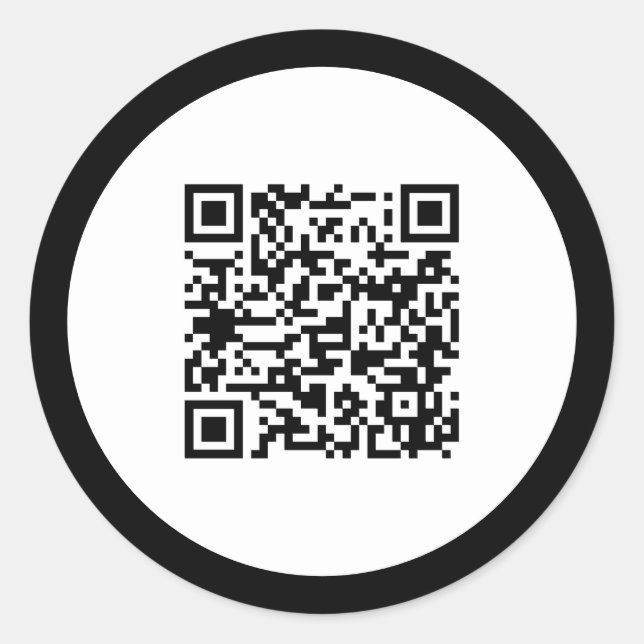 Pegatina Redonda Código QR sencillo Elegante cuadro negro profesion (Anverso)