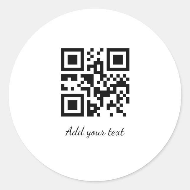 Pegatina Redonda código QR simple personalizado agregar el texto de (Anverso)