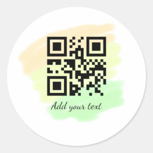 Pegatina Redonda código QR simple personalizado agregar su nombre c