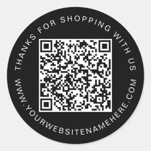 Pegatina Redonda Código QR Sitio web para pequeñas empresas Negro