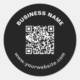 Pegatina Redonda Código QR y nombre de la empresa con texto circula