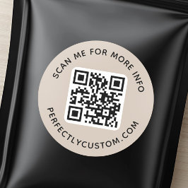 Pegatina Redonda código QR y personalizado de texto ligero mocha ma